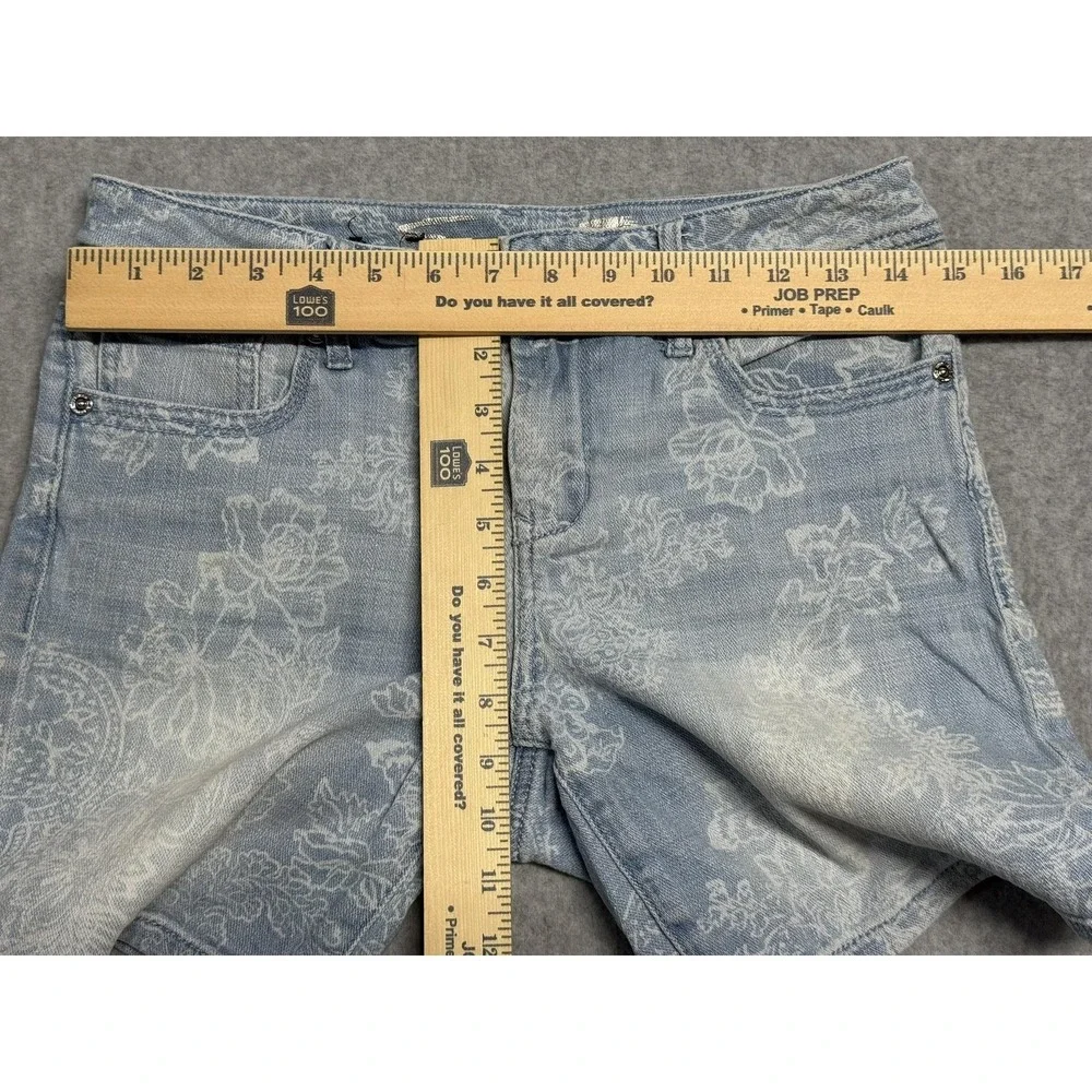 Seven 7 Denim Shorts Womens 4 Light Wash Bermuda Floral Print Stretch Bonnaro‎